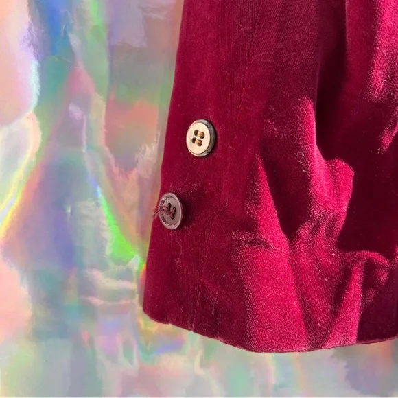 70s Maroon Velvet Slim Blazer - Picture 7 of 13